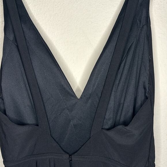 IEENA FOR MAC DUGGAL Black Plunge Neck High Slit Gown Dress Size 4 Formal - Picture 11 of 14